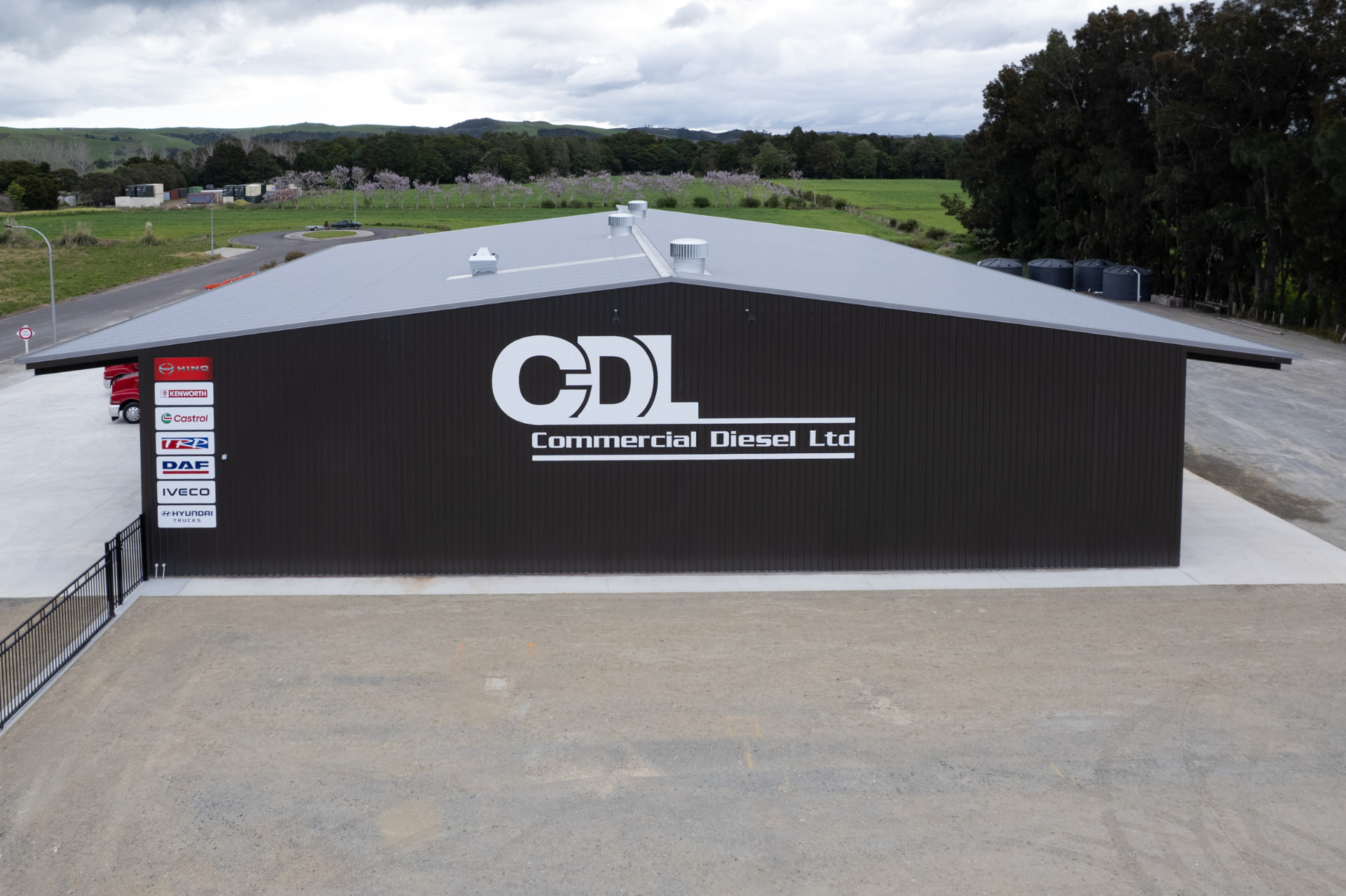 Aerial view of the Commercial Diesel Ltd workshop building