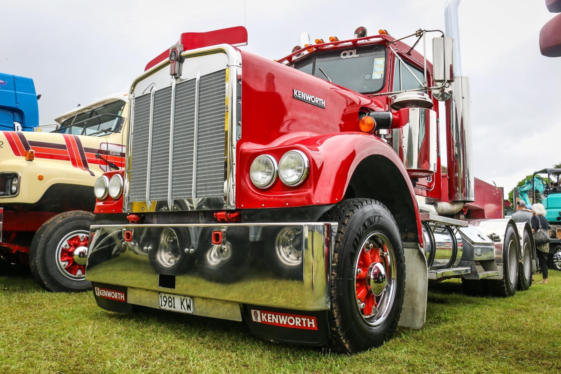 Classic red 1981 Kenworth truck at a truck show